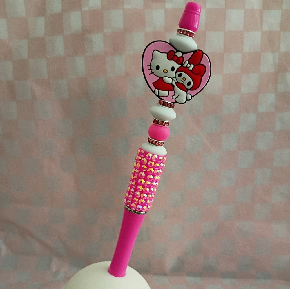 Hello Kitty Hot Pink Beaded Pen